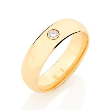 Imagem de Aliança Lisa Com Zircônia Cravada. Rommanel 511488, 30, Dourado