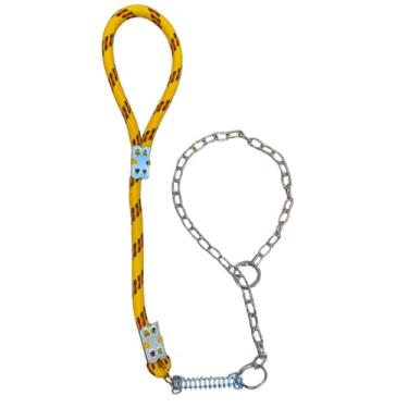 Imagem de Guia para Cachorros，Adequado para CãEs de RaçAs MéDias a Grandes，Equipado com uma Corda de 14 Mm, Mola Amortecedora e Corrente de Elos Retos，Adequado para Caminhadas(Amarelo)