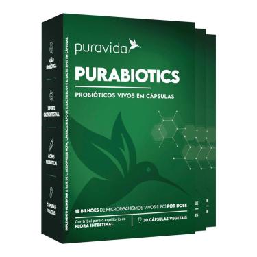 Imagem de Kit 3 Purabiotics 30 Cáps 18 Bilhões Probióticos Puravida-Unissex