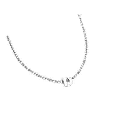 Imagem de Colar Choker Inicial Letra Banhado Ouro 45 Cm (Prata, T)