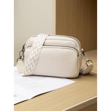 Imagem de Bolsa quadrada vintage feminina, bolsa tiracolo minimalista para mulheres, bolsa de ombro casual versátil, Branco, Bolsas transversais