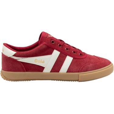 Imagem de Gola Tênis feminino de camurça badminton, Vermelho escuro/branco fora/chiclete, 37