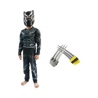 Imagem de Fantasia De Super-Herói Infantil Pantera Negra Com Máscara E Garras Pa