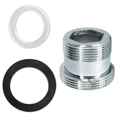 Imagem de 2 peças rosca macho M19x1mm para rosca macho M22 kit adaptador aerador, torneira de latão, conexão de encaixe do adaptador de mangueira de água (prata)