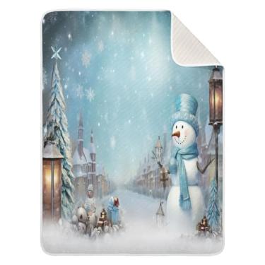 Imagem de Blueangle Cobertores de Natal de boneco de neve para cochilo de carrinho de bebê, 76 x 101 cm, quentes, aconchegantes, macios, cobertores unissex para meninos, meninas, crianças, bebês (415)