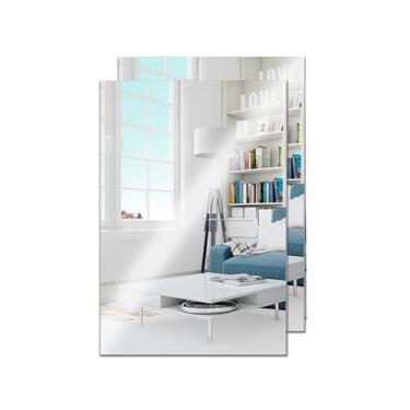 Imagem de Kit com 2 Espelhos Decorativos Retangulares 20x30cm – Acrílico Auto Adesivo para Viagem, Bolsa ou Parede(Apenas 2 Unidades)