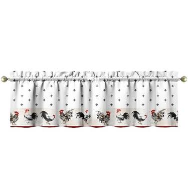 Imagem de Tapesb Saia de cozinha de galinha engraçada pequena cortina de janela sobre a pia essencial para decoração de cozinha, quarto, lavanderia, 45 x 137 cm