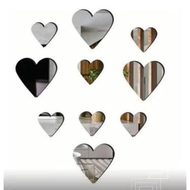 Imagem de Kit com 35 Espelhos Decorativos em – Formato de Coração 3cm para Quarto, Sala e Artesanato