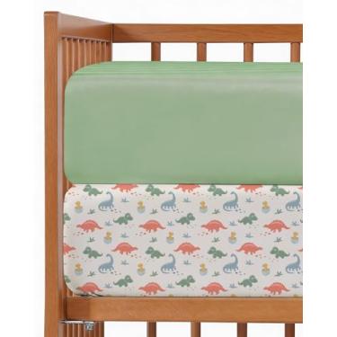 Imagem de Pacote com 2 lençóis de berço com elástico - Pacote N Play para colchão de brincar e embalar - Roupa de cama macia para meninos e meninas - Sem desbotamento e rugas - Oeko-Tex - 96,5 x 61 cm, infantil