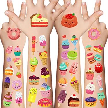 Imagem de Tatuagens temporárias de bolos para crianças – 146 peças, estilos de glitter, tatuagem de maquiagem facial para meninas e meninos, suprimentos de adesivos de tatuagens de festa de aniversário