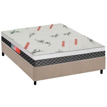 Imagem de Cama Box Casal: Colchão Espuma Plumatex D28-ep Anatômico Falcon Ultra FirmeBase Suede Clean(138x188)