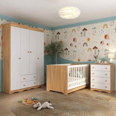 Imagem de Quarto de Bebê Completo com Berço Americano 3 em 1 para Colchão 130x70