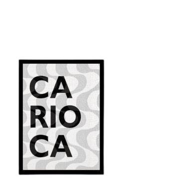 Imagem de Quadro Calçada Copacabana Moldura Preta Com Vidro 24X18Cm