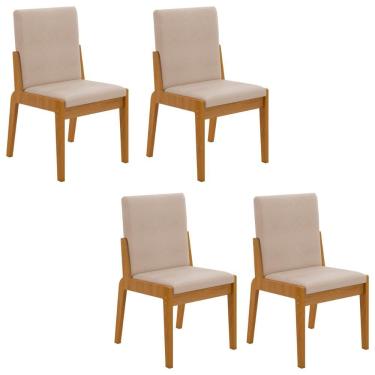 Imagem de Conjunto De 4 Cadeiras Sinfonia Com Estofado Em Linho Naturale-creme
