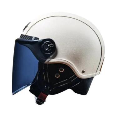 Imagem de Capacete De Couro Vintage Para Motociclistas Masculinos Com Viseira Ha