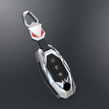 Imagem de YJADHU Porta-chaves de liga de zinco para chaveiro de carro capa, apto para Nissan Versa Maxima Rogue Armada Sentra Qashqai X-Trail Infiniti FX35 QX50, chave prata