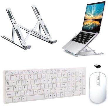 Imagem de Teclado Mouse Wireless E Suporte Branco Para Notebook Acer