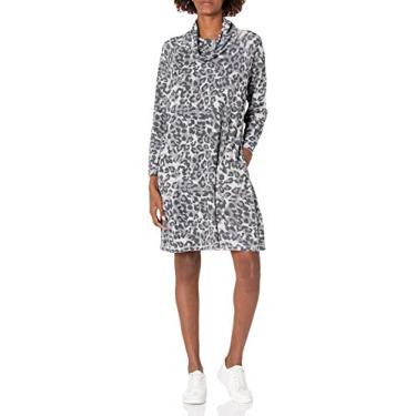 Imagem de Tribal Vestido feminino reversível com gola drapeada - carvão, Carvão, XGG