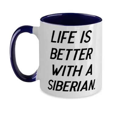 Imagem de Life is Better With a siberian. Caneca de dois tons de 325 ml, copo de gato siberiano, ideia única de presente para gato siberiano
