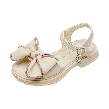 Imagem de Sandálias femininas casuais com design de bico aberto sandálias com laço, sandálias rasteiras de verão para meninos e crianças pequenas, Amarelo, 2.5 Big Kids