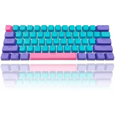 Imagem de Conjunto de Keycaps RGB em PBT para Teclado Mecânico de Gaming de 60% com 61 teclas - Azul
