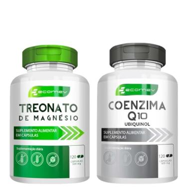Imagem de Combo Coenzima Ubiquinol + Magnesio Treonato 500mg 100% Puro 240 Cáps Ecomev