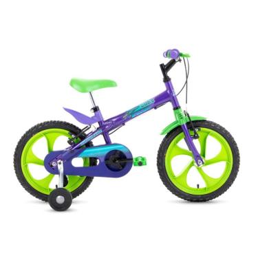Imagem de Bicicleta aro 16 Infantil Menino freio V-brake com rodinhas Roxo Ludi Houston