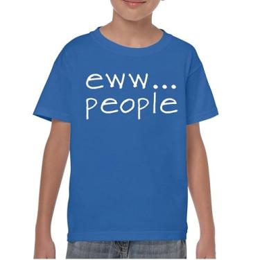 Imagem de Eww... Camiseta juvenil engraçada anti-social humor humanos sugam introvertido anti social clube sarcástico crianças geek, Azul, M