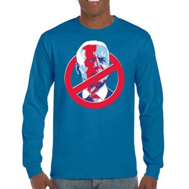 Imagem de Camiseta de manga comprida No Biden Anti Sleepy Joe Republican President Pro Trump 2024 MAGA FJB Lets Go Brandon Deplorable, Azul, G