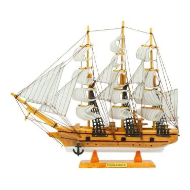 Imagem de Miniatura Enfeite Decoração Barco Navio Veleiro Madeira 43cm