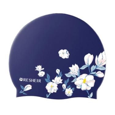 Imagem de Pegciuho Touca Feminina de Silicone com Estampa Floral, Proteção para Os Ouvidos, Cabelo Flexível, Touca para Treinamento Adulto, Corrida