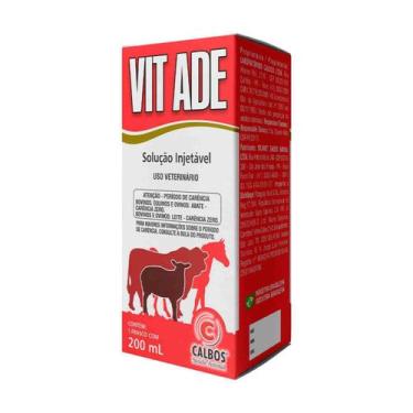 Imagem de Vit Ade Injetável Suplemento Vitamínico Mineral Animal 200ml Calbos
