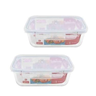 Imagem de Conjunto De Potes De Vidro Hermético 2 Pçs 1 Litro Marmita Frezeer For