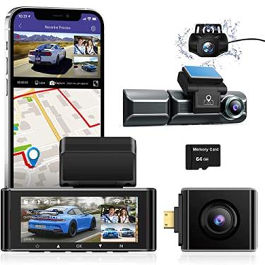 Imagem de XRC TECH Câmera de painel de 4 canais para carros Monitoramento panorâmico de 360°, 4K + 1080P * 3, com Wi-Fi ADAS BSD, espelho retrovisor de 12 polegadas, lente lateral de tubarão à prova d'água