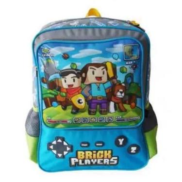 Imagem de Mochila Costas Brick Players Infantil Escolar Menino Game Tam Grande -
