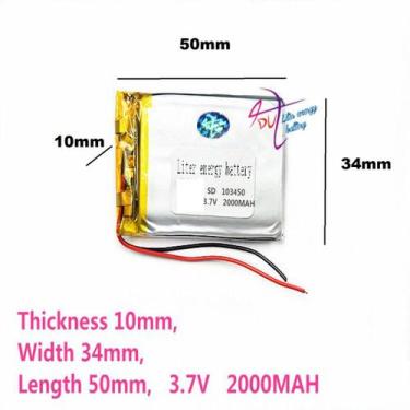 Imagem de 103450 3,7v 2000 Mah 10mm X 34mm X 50mm 2 Fios bateria - bgb