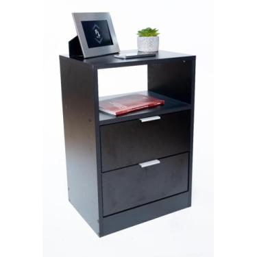 Imagem de Mesa Cabeceira Preto 60Cm Altura Por 30Cm Largura 2 Gavetas - Fl Decor