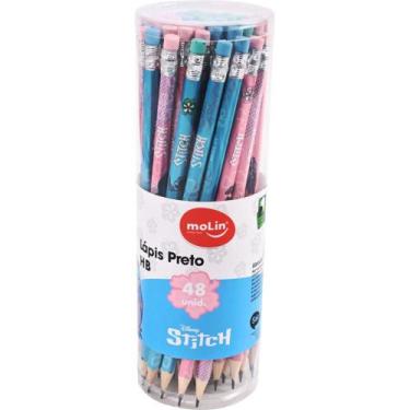 Imagem de Lápis Preto Redondo Decorado STITCH HB com Borracha - Pote com 48 - Mo