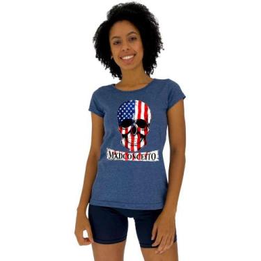 Imagem de Camiseta Babylook Feminina MXD Conceito Caveira Patriota Americano, Az