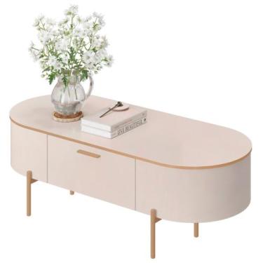 Imagem de Mesa de Centro Para Sala Pés Metálicos Clover D04 Off White - Mpozenat