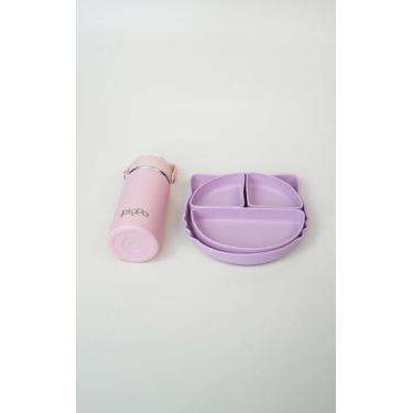 Imagem de Kit Prato Com Divisórias + Garrafa Térmica Rosa - PIPPO