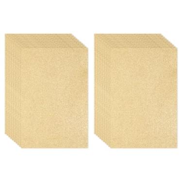 Imagem de PATIKIL Folha de espuma com glitter EVA brilhante ouro claro 28 x 20 cm de espessura com adesivo traseiro brilhante EVA Glitter feltro para projetos de artesanato DIY, 20 peças