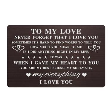 Imagem de Hesena Cartão de inserção de aço inoxidável When I Say I Love You More - presentes sentimentais de aniversário para namorado ou namorada, presente romântico para ele ou ela... (Preto-4)