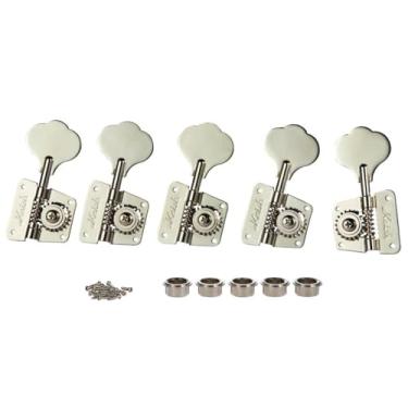 Imagem de KAISH Vintage 70's Cloverleaf 5 cordas afinadores de baixo afinadores de baixo 5 cordas teclas de afinação de baixo para Jazz Bass J Bass ou Precision Bass P Bass Nickel 4 direita/1 esquerda