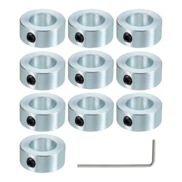 Imagem de PATIKIL Colar do eixo de 1,5 cm diâmetro externo 1,27 cm de espessura, pacote com 10 argolas de trem de pouso de aço carbono com parafuso de ajuste M6 e chave inglesa para indústria de