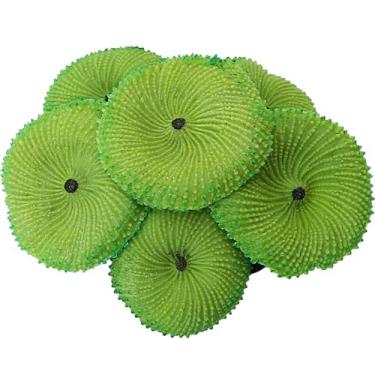 Imagem de BuleVina Planta de decoração artificial falsa coral verde 7,6 cm x 2,5 cm – Escultura de resina de recife multicolorido de qualidade premium decorações de aquário para enfeites de paisagem de aquário