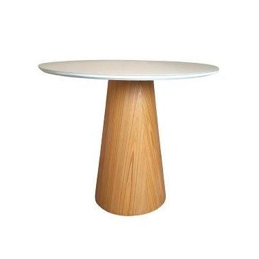 Imagem de Mesa de Jantar Cone 90 cm Base Madeira Freijó Tampo Laca + Vidro - Per