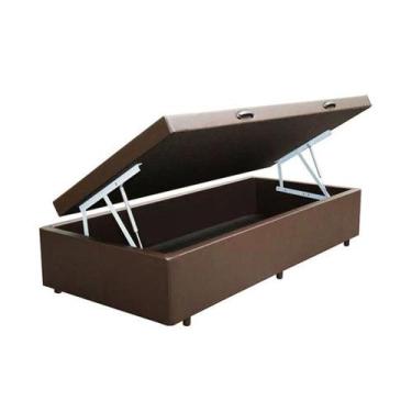 Imagem de Base Cama Box Baú Blindado Solteiro material sintético Marrom 43x88x18