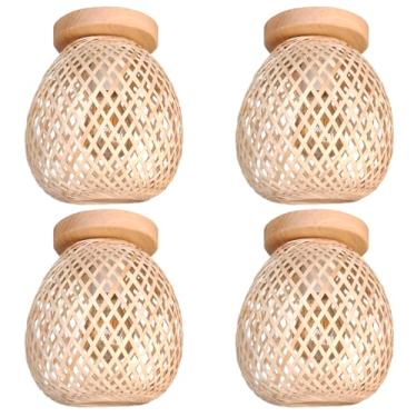 Imagem de 4 Luminaria De Bambu Artesanal Fibra Natural Plafon Nat93