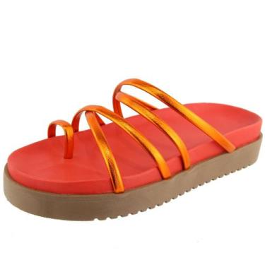 Imagem de Sandália Feminina Plataforma Dedo Tiras Metalizadas - s/marca, Met, La